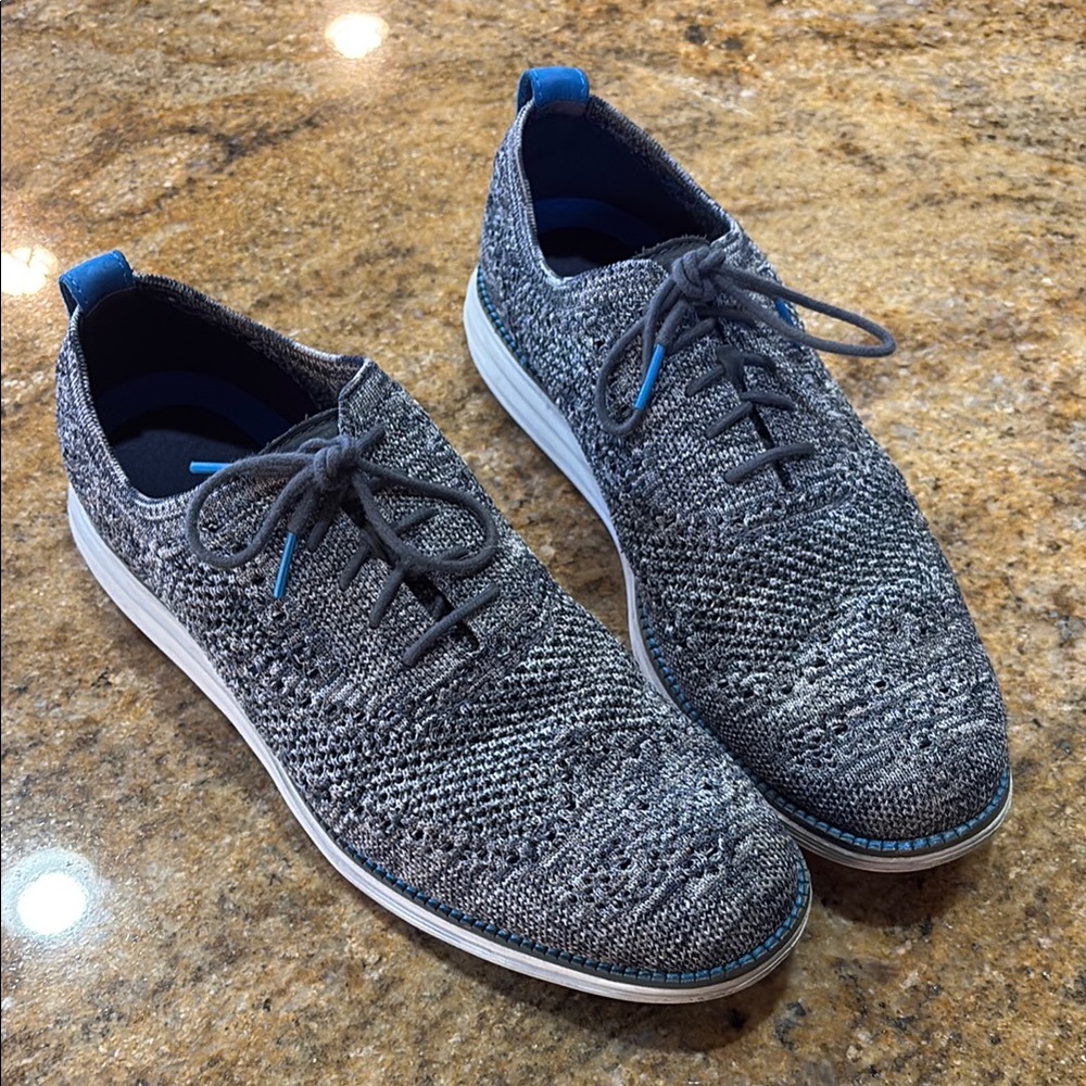 Cole Haan Gray Knit Sneakers with Blue Accents